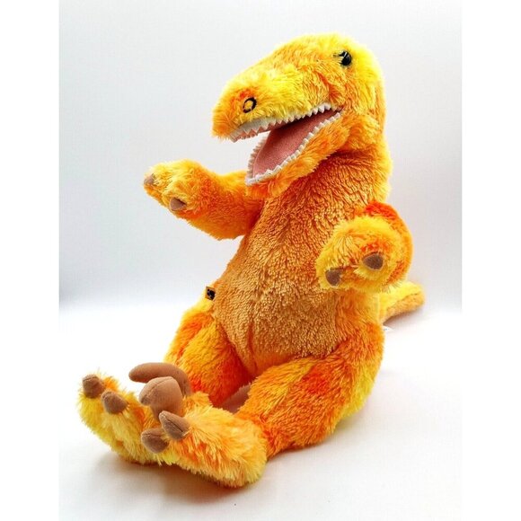 Build A Bear Yellow Orange Raptor Dinosaur Animal Plush Toy BAB Workshop 16" - Picture 1 of 7